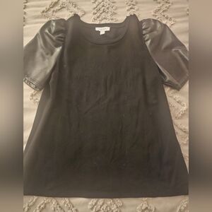 Nine West Black Satin Puff Sleeve Blouse